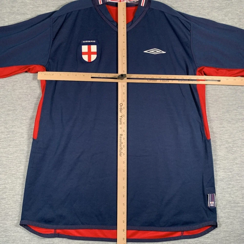 Vintage England National Team Soccer Jersey Mens Large Navy Red Umbro Reversible - Picture 7 of 15
